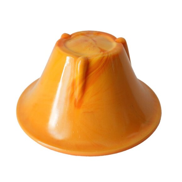 Art Deco Akro Agate Orange Dart Bowl Vase Vintage Small Planter Flower Pot - Picture 5 of 5